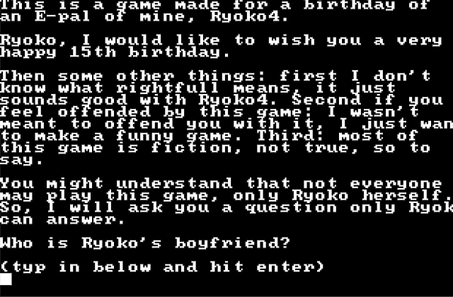 Adventures of Rightfull Ryoko4, The- The quest for battery's DOS Game
