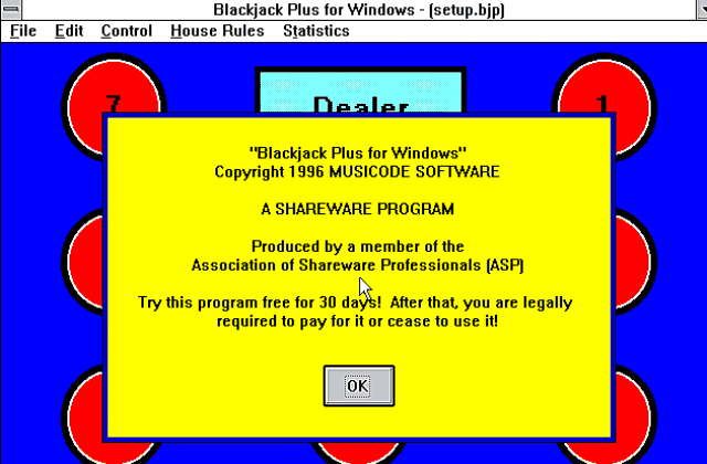 Blackjack Plus DOS Game