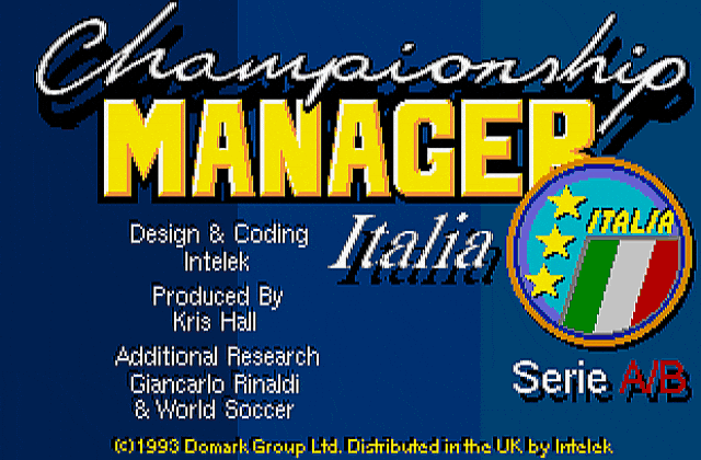 Championship Manager Italia DOS Game