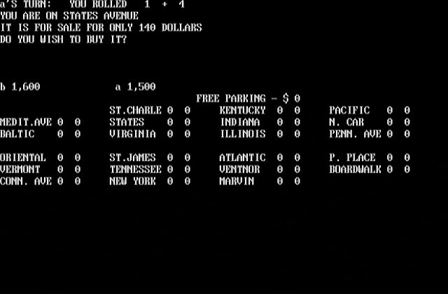 Computer Monopoly DOS Game