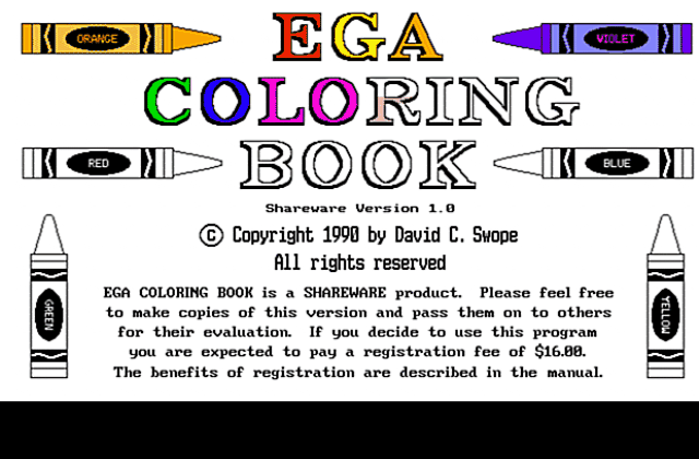 EGA Coloring Book DOS Game