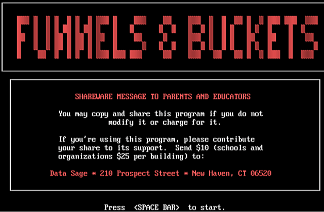 Funnels & Buckets DOS Game