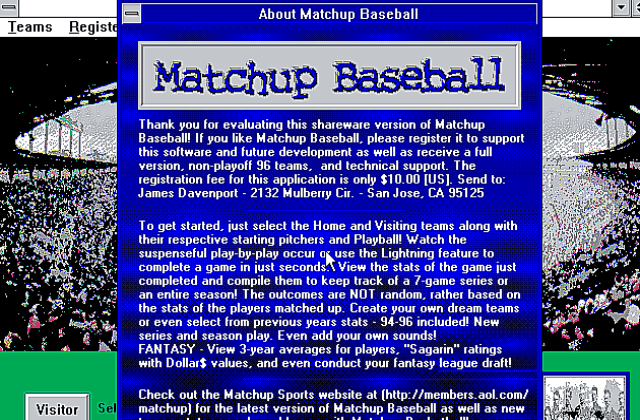 Match Up Basketball DOS Game