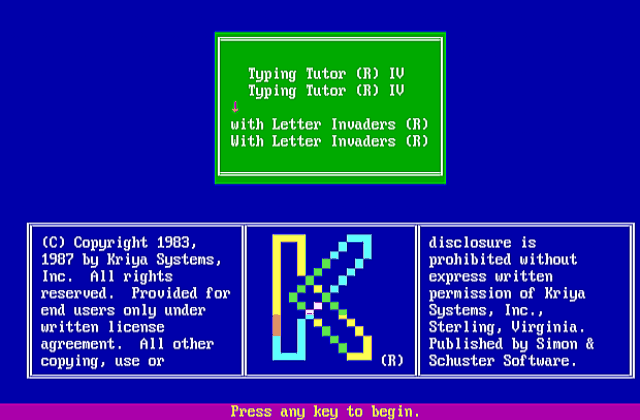 Typing Tutor IV DOS Game